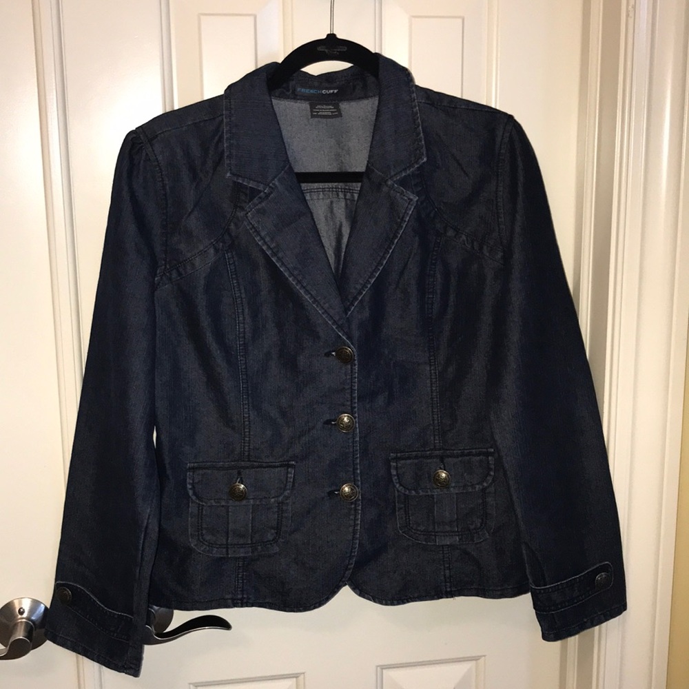 🔥French cuff Size L denim blazer